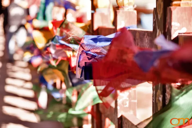 Bhutanese Prayer Flags on Bridge