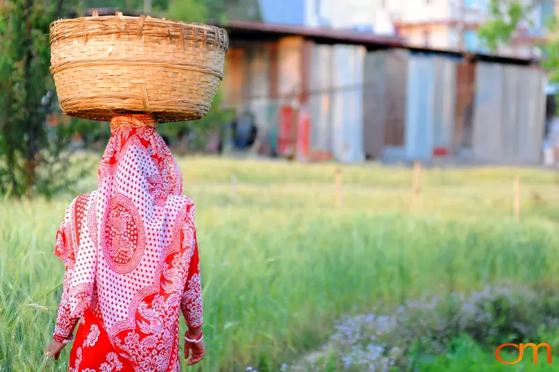 Woman Carrying Basket on Head