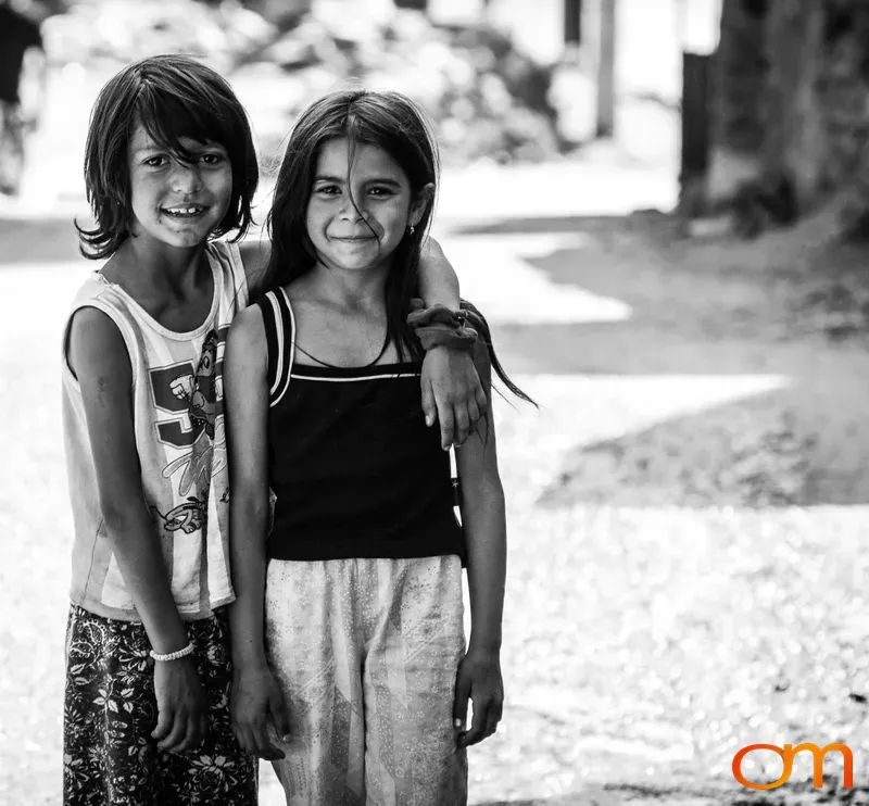 Two Children Standing Together in Kocani