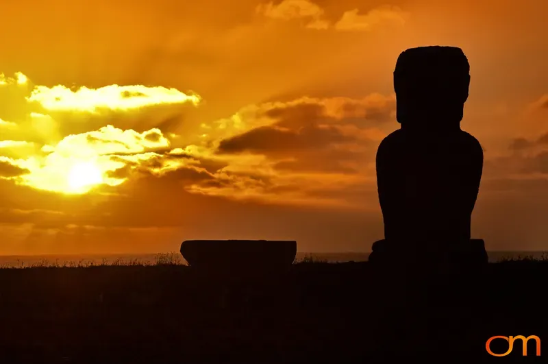 Moai Silhouette at Sunset, Rapa Nui