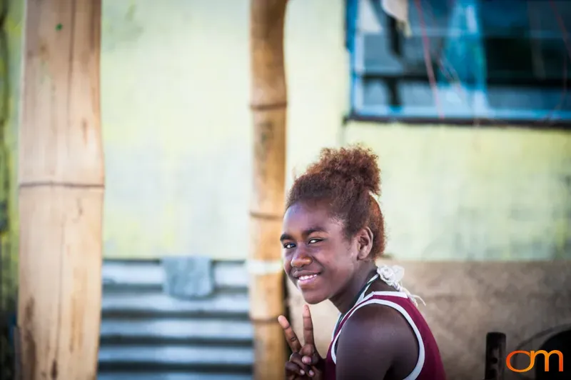 Candid Portrait of Girl in Efate, Vanuatu
